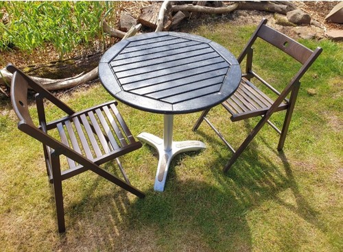 Bistro teak table black no - teak,