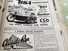 BSA M20 SWALLOW COMET SIDECAR