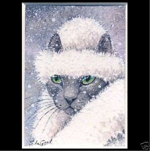 Aceo russian blue cat painting - aceo,