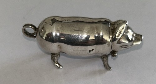 Sterling silver novelty pig - silver,