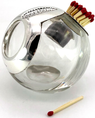 Silver mounted glass match - glass,