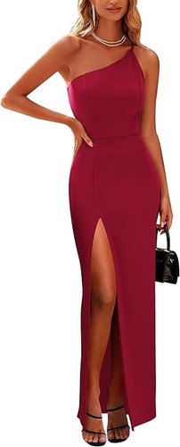 Red one shoulder maxi - red,
