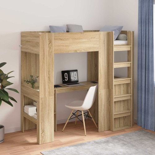 Loft bed frame with - with, desk