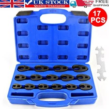 17pc Metric Crowfoot Wrench Set 8-24mm 3/8" 1/2" Drive Large Crows Foot Spanner
