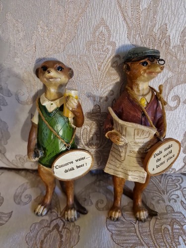 Two ceramic meerkats - ceramic,