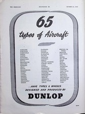 1944 Dunlop Tyres Ad – WWII RAF Aircraft Wheels Spitfire Lancaster Vintage