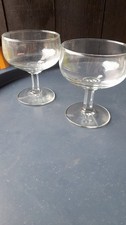 Two Vintage Glass Champagne Coupe / Saucers Dessert Glasses With Shaped Stem