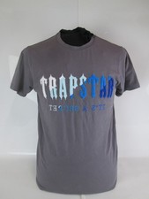 Man's Trapstar It's A Secret Grey T-Shirt With Blue Font Size UK Medium