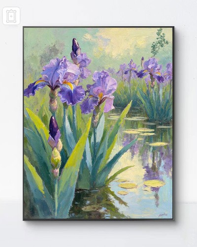 Purple iris oil painting water - oil,