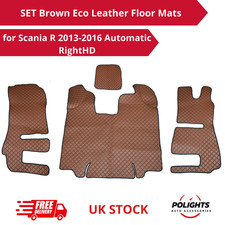 Set of Brown Eco Leather Cab Mats For Scania R Series 2013–2016 – Automatic RHD
