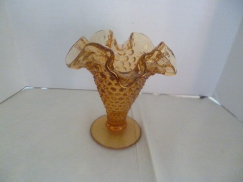 Vintage amber hobnail - vintage, 4"