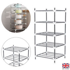 5 Tier Kitchen Pot Pan Saucepan Storage Rack Holder Chrome Organiser Stand Shelf