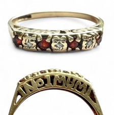 Vintage 9ct Gold Ring Diamond Garnet No1 Mum  Hallmarked 1.59g Size N 1/2