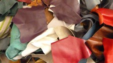 Leather offcuts scrap hide pieces arts and craft 2kg mixed colours and sizes