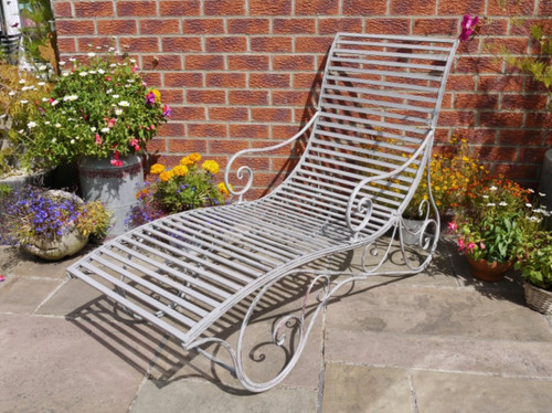 Antiqued metal garden bench - antiqued,