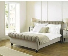 3ft 4ft 5ft 6ft Upholestered  VELVET SLEIGH BED | All Sizes available-5 Star