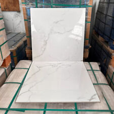 Cut Sample White Gloss Marble Effect Porcelain Kitchen Bathroom Wall Floor Tiles