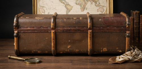 Vintage steamer trunk 1940s - steamer,