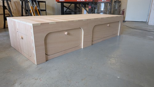 Sliding camper van bed storage - sliding,