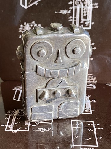 Sterling silver robot zippo - silver,