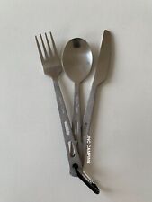3 Piece Stainless Steel Cutlery Set With Carabiner Knife Fork Spoon KFS Camp