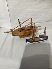 Two Small Model Wooden Fishing