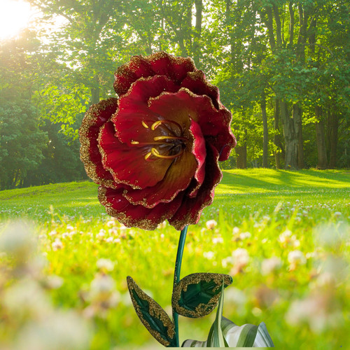 Metal red flower garden - flower,