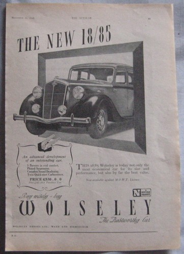 1945 wolseley original - wolseley, 18/85