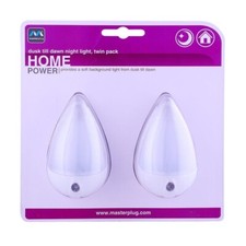 Masterplug Soft Glow LED Dusk till Dawn Night Light, twin pack