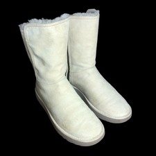 Ugg Australia Classic Short Boots UK 4.5 EU37 Sugar Sand Zip Up Winter Sheepskin