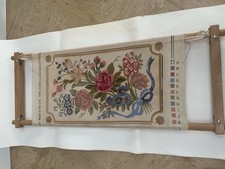 Vintage Partially Completed Floral Tapestry on a Frame Twilley’s of London