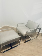 Mitchell Gold & Bob Williams leather armchair with footstool 