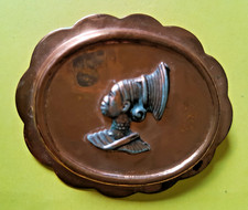 Vintage Hammered Copper Brooch of a South African Lady