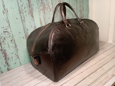 Antique Vintage Pendragon Papworth  Black Leather Gladstone Kit Bag Hold All  XL