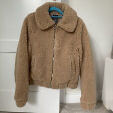 Jacket Beige Cropped Size XS lined Teddy coat with pockets from Primark