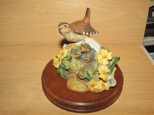 Stunning Rare BFA Border Fine Arts Retired WREN & CHICKS IN TEAPOT Signed A.WALL