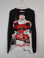 Coca-Cola Christmas Jumper Size 2XL Black Holidays Are Coming Truck Sweater