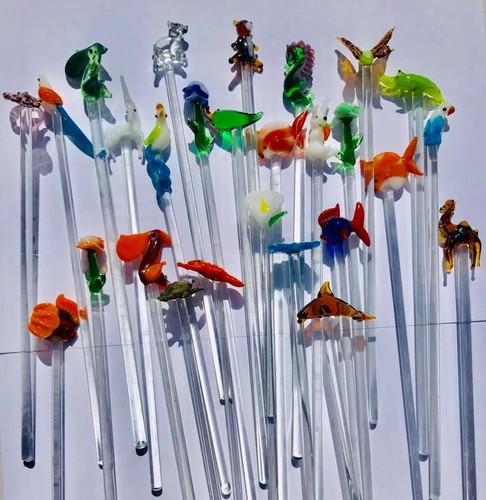 Assorted set glass swizzle - assorted,