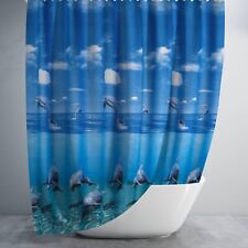 Bathroom Fabric Shower Curtain Extra Long Nautical Floral 180 wide x 200cm Drop