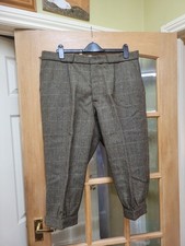 Vintage uk made alpendale pure wool tweed khaki brown check shooting breeks 40