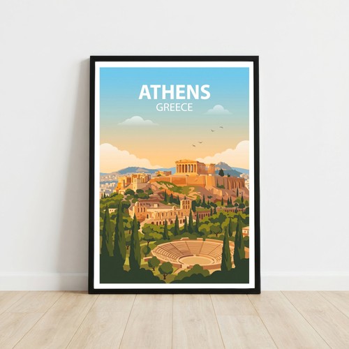 Athens greece travel poster - athens,