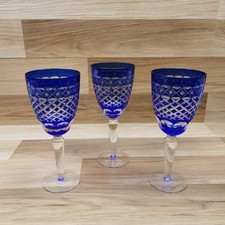 Set of 3 Large Bohemian Cobalt