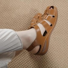 Womens Leather Wedge Sandals