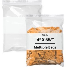 4Mil 4" X 6W" | Reclosable Zip Poly Bags Write on Block | Multiple Bags