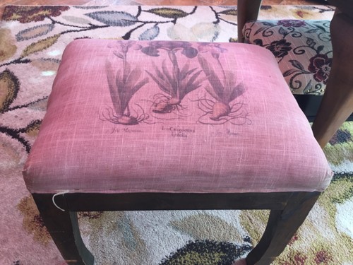 Low oak stool with soft - low,