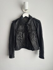 All Saints Women’s BISSEL Leather Biker Jacket Size UK 8 / S - Black Bomber