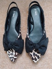 NEXT  ? Leopard Animal Print Leather  Pointed Bow Slingback Shoes Sz 6.5 /40 