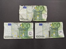 Damaged €100 Euro Banknote Set 2002 (3) LOT: 0911-016
