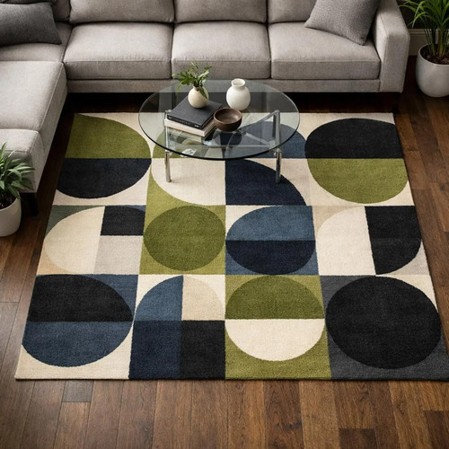 Abstract geometric circle rug - abstract,