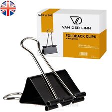 VDL Black Bulldog Foldback Clips Metal Paper Binder Grip - 15 19 25 32 41 51mm